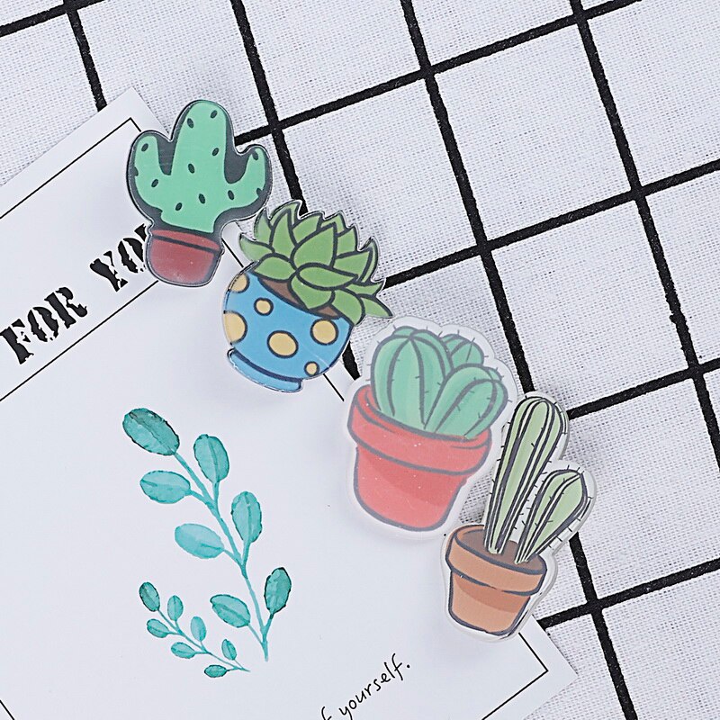 Pin Badge Decoratie 1 PC Cartoon Cactus Bonsai Broche Acryl Badges Pictogrammen op De Rugzak Badges voor Kleding