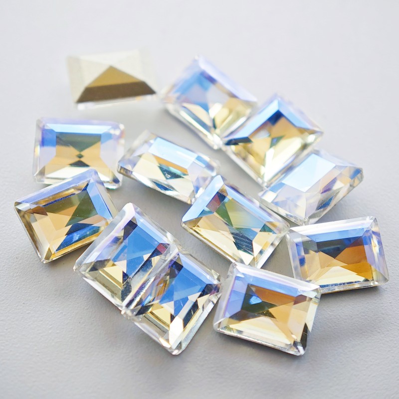 50 stuks 6x8mm rechthoekige haakse nagelaccessoires kleurrijke super glanzende K9 diamant puntige bodem onregelmatige nageldecoratie: Donker Kaki