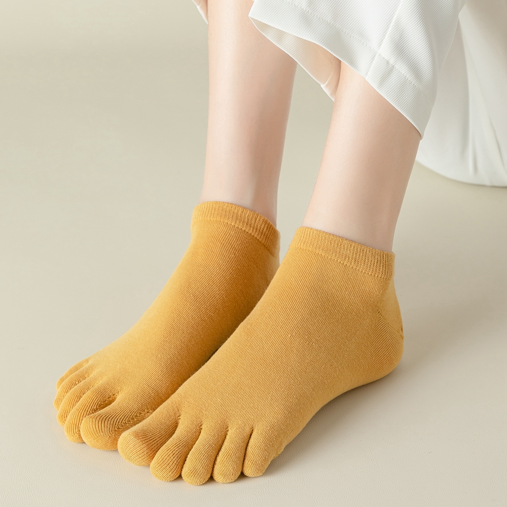5 paires de chaussettes à orteils pour femmes, avec doigts séparés, en coton de , à cinq doigts, coupe basse, pour Yoga, sport