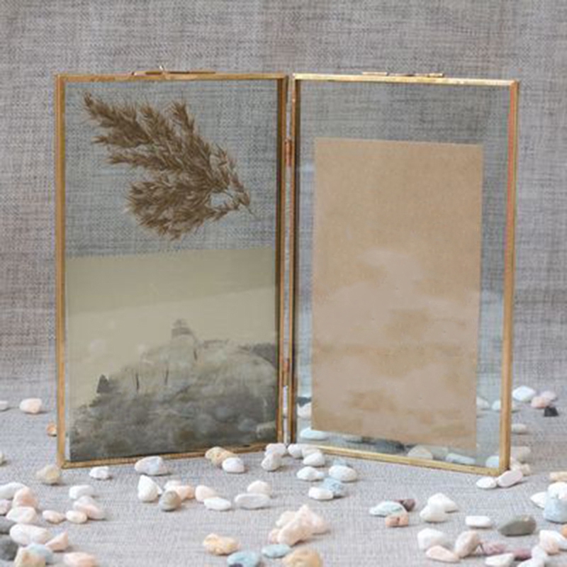 Antik messing og glas billedramme 6 x 4 tommer - danta boligindretning