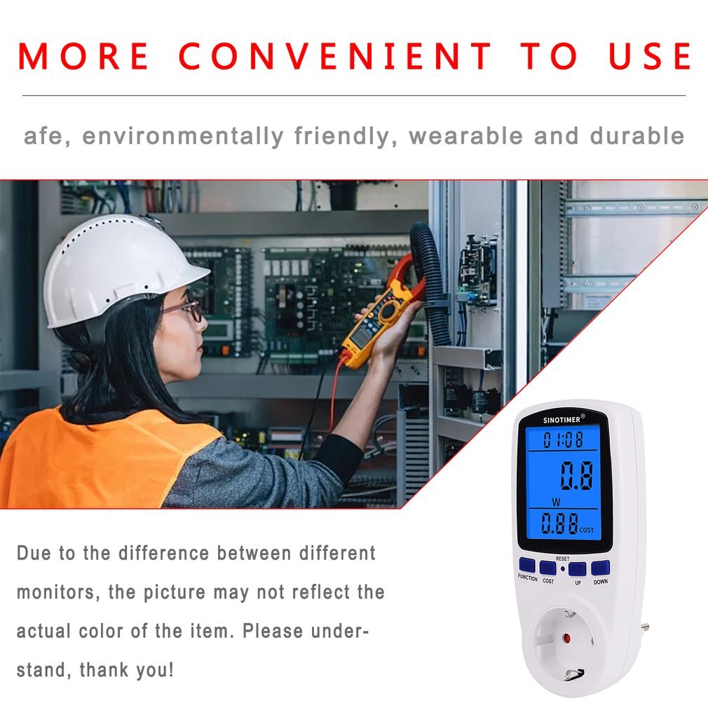 EU US UK FR BR AU Socket Digital Wattmeter Power Consumption Watt Energy Meter KWh AC 230V 120V Electricity With Backlights
