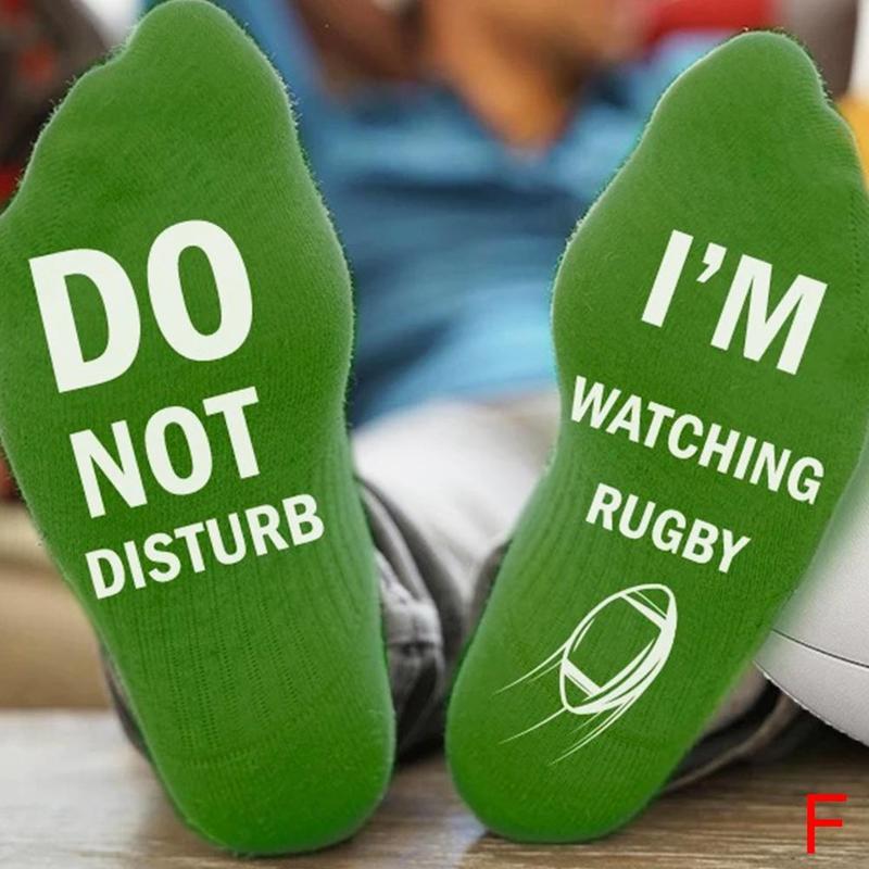 Rugby sokker forstyrrer ikke strømper unisex mænd kvinder sokker sjov bomuld sjov brev besætning åndbare sokker udendørs sports sox: Grøn