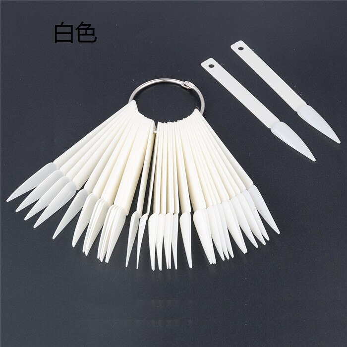 40pc falske neglelak gel kunst spids prøve øvelse display blæser farveprøve holder hvid gennemsigtig nail art farvekort: Hb898