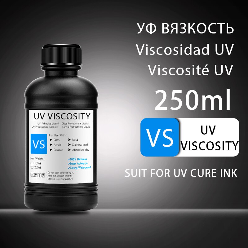 250ml/Bottle UV Ink Bottle For Epson L800 L805 L1800 R290 R300 1390 1400 1410 1430 1500W R3000 DX5 DX7 Universal UV Printer Ink: 1PC-UV Viscosity