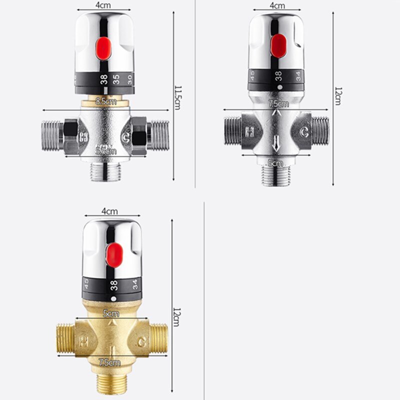 DN15 Brass Thermostatic Mixing Valve Constant Water Temperature Shower Faucet Valve Bathroom Kitchen Tap Valve Accessories