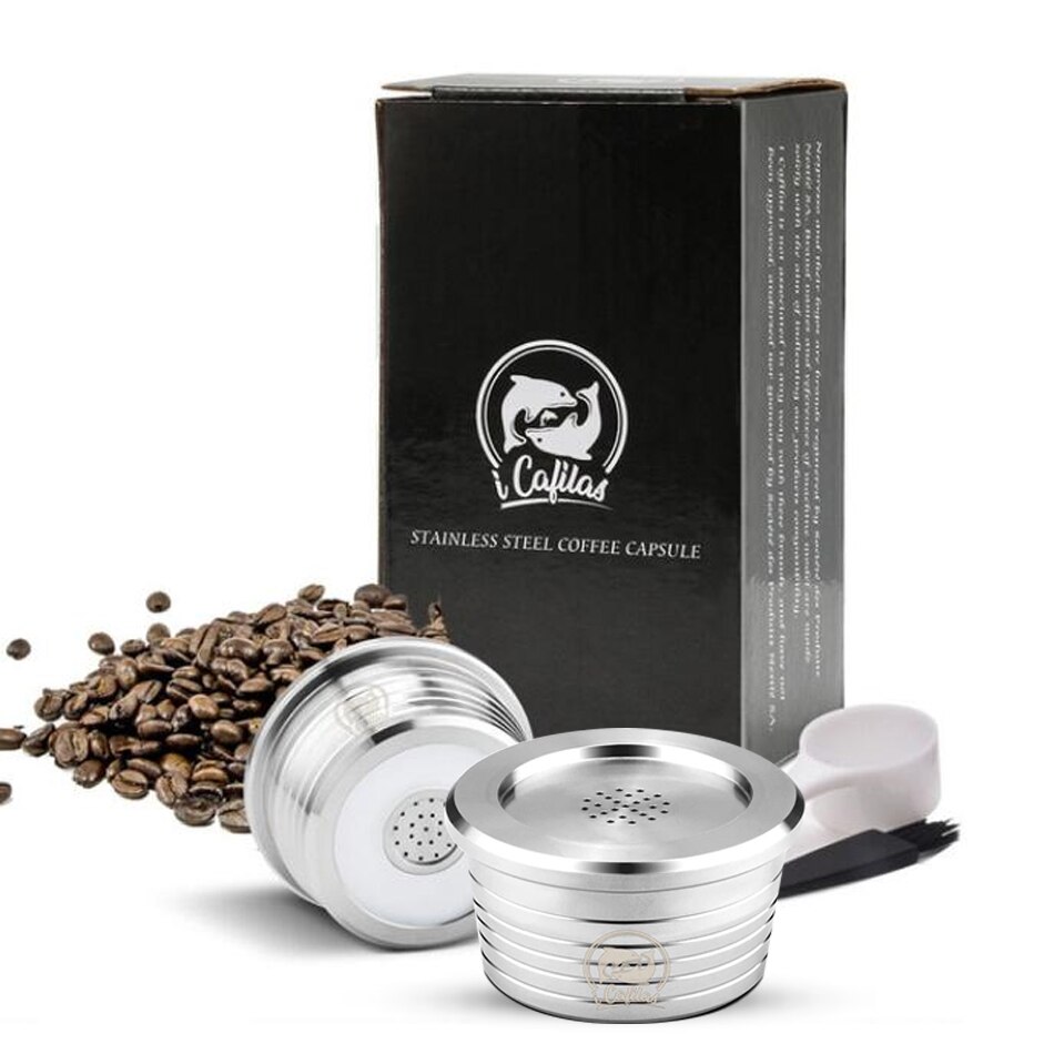 Cápsulas de café reutilizáveis de aço inoxidável cozinha reutilizável copo da cápsula de café filtro compatível para delta q acessórios de café: Cinza claro