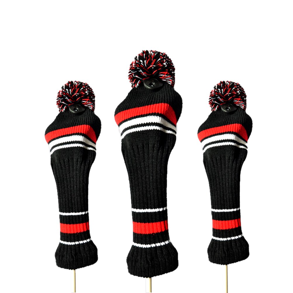 3 stk golfklub strikket hovedbeklædning hovedbeklædning røde og hvide striber hovedbeklædning sok (sort og rød): Rød