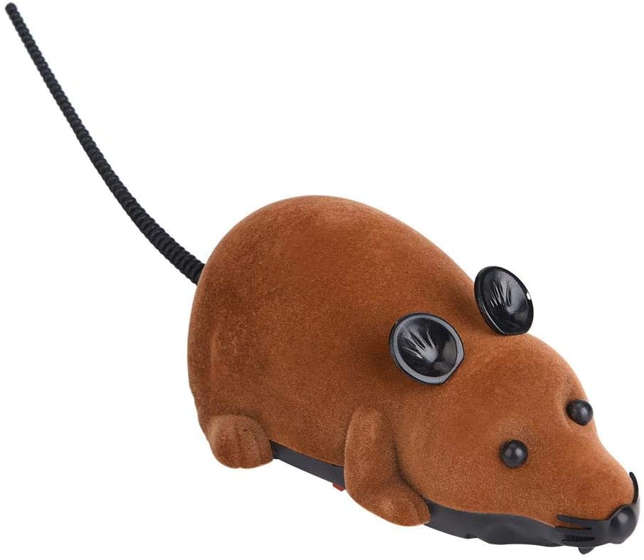Cat Toys Remote Control Wireless RC Simulation Mouse Toy Electronic Rat Mice Toy For Kitten Cat Novelty Toy: Brown / L