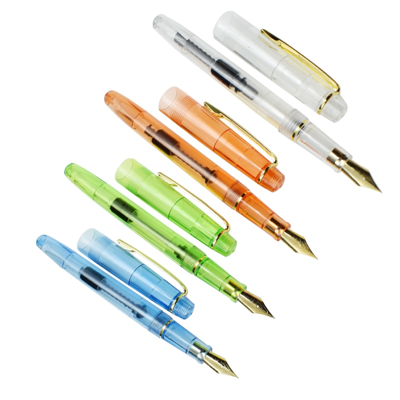 Transparent Ink Pen Plastic Fountain Pen Writing Calligraphy Tools Office School Writing Materials Stationery Supplies
