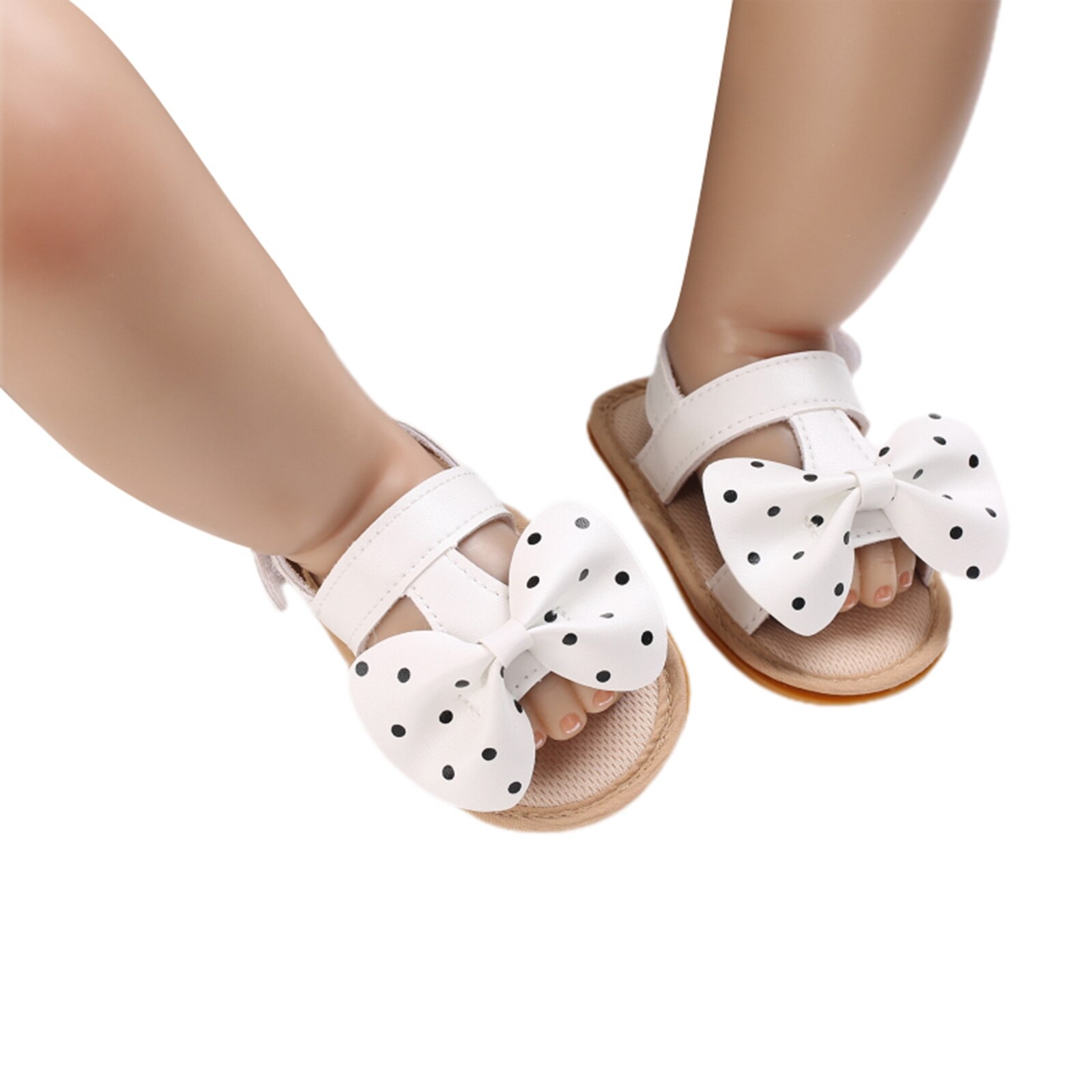 Babyschuhe für mädchen, flache sandalen mit hochwertiger, weicher gummisohle, rutschfest, Ideal für Höhle sommer, mit schleife, wellenmuster und schnüSprosse, lauflernschuhe