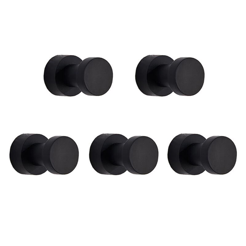 Wieszaki mosiężne wieszak na ubrania ze stali nierdzewnej gospodarstwa domowego półeczki na drobiazgi wieszak na klucze wieszak na płaszcz ręcznik łazienkowy Organizer: 5szt czarny