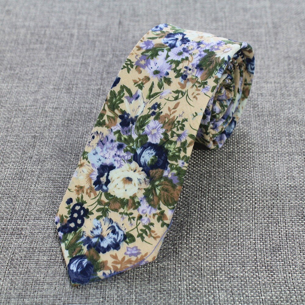 RBOCOTT 6cm Cotton Ties Floral Ties Mens Necktie Casual Suit Wedding Skinny Neck Tie Party Slim Tie Gravatas