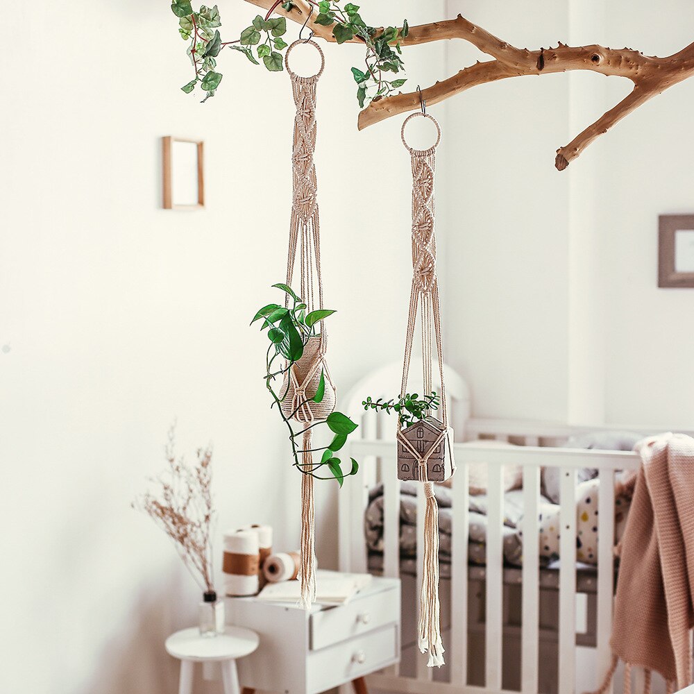 Makramee Werk Aufhänger Indoor Outdoor Dekoration Handgemachte Seil Blume Pflanze Halter Hause Countyard Garten Macrame Wand Hängen