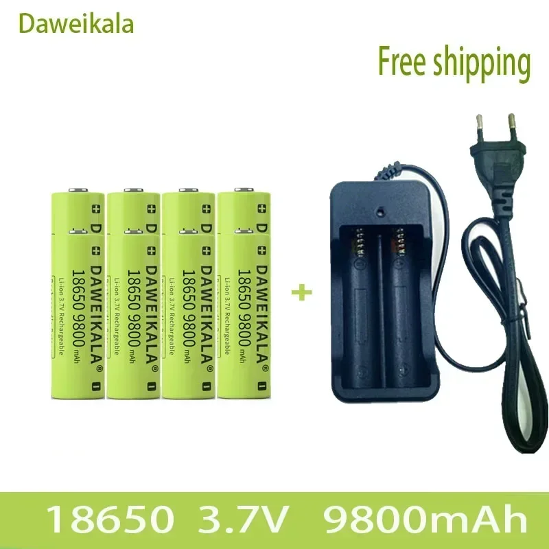 3.7V 18650 9800mAh capacity lithium-ion rechargeable battery flashlight battery+charger: Pink