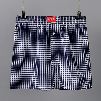 Men Sleep Bottoms Simple Shorts Blue Plaid Summer Male Short Pants Loose Home Wear Pyamas Casual Home Clothes: Color 2 / XL
