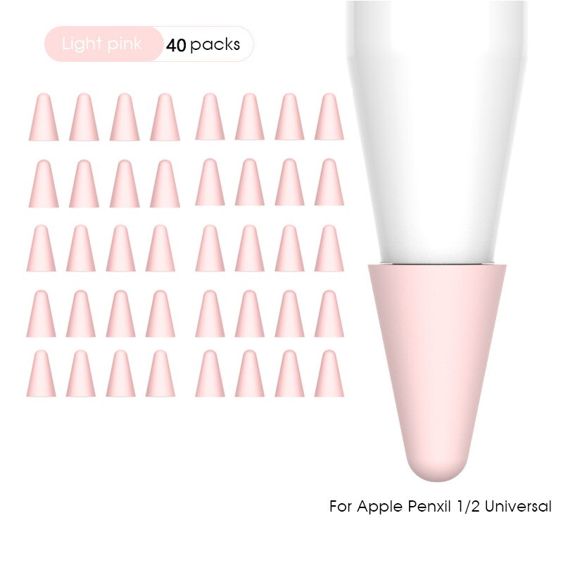 Kolorowa skóra 8 sztuk pióro stalówka ochronna pokrywa dla Apple Pencil 1 2 rysik do ekranu dotykowego dla Apple Pencil Silicone Tip Case: Pink 40pcs