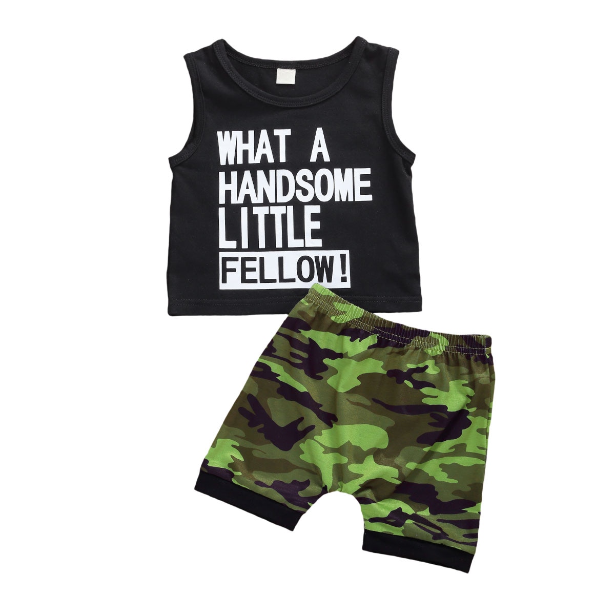 6m-3 år baby drenge sommertøj sæt ærmeløs brev print tank top og camouflage shorts sæt: 2 / 12m