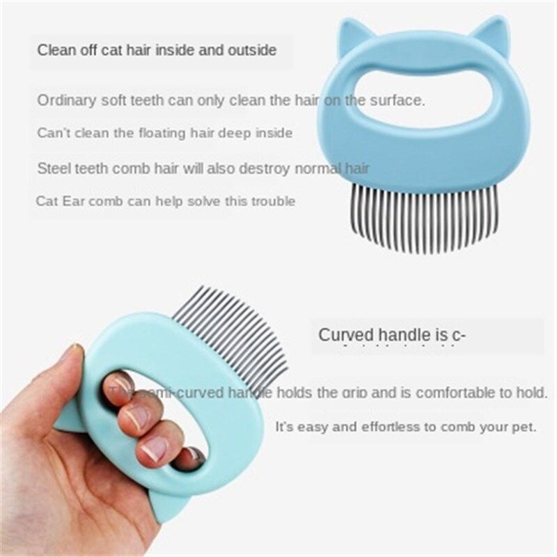 Peigne de nettoyage pour animaux de compagnie, fournitures de toilettage pour chiens et chats, peignes à dents fines, brosse pour chiens et chats, outil de toilettage en forme d'oreille, poils de coquille