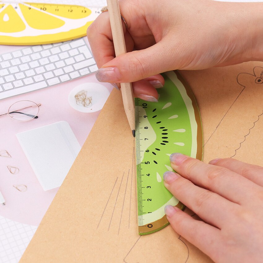 15cm Fruit Straight Ruler Wooden Kawaii Tools Stationery Drawing for Kids Office School Supplies