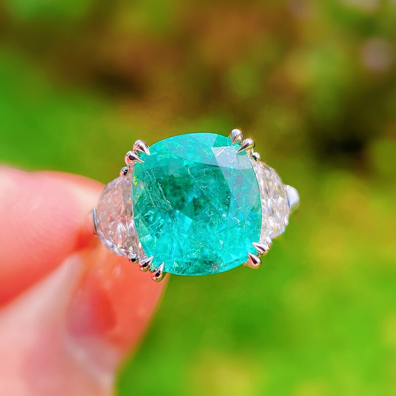 Qtt Mode Ronde Paraiba Toermalijn Ringen Vintage Klassieke Sieraden Voor Vrouwen Wedding Engagement