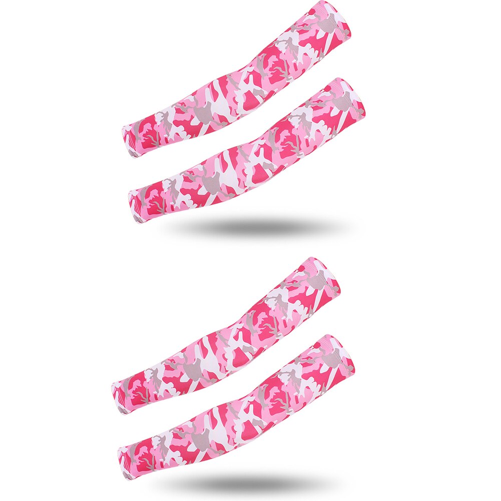 2 Pairs Zomer Arm Mouwen Camouflage Patroon Arm Warmers Mouwen Elastische Uv Zon Bescherming Lange Vingerloze Handschoenen Arm Mouwen