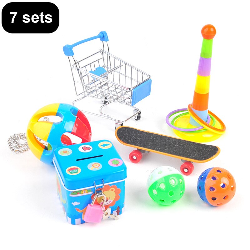 1 set product papegaaien speelgoedset skateboard kar bal puzzel training vogel speelgoed benodigdheden: 03