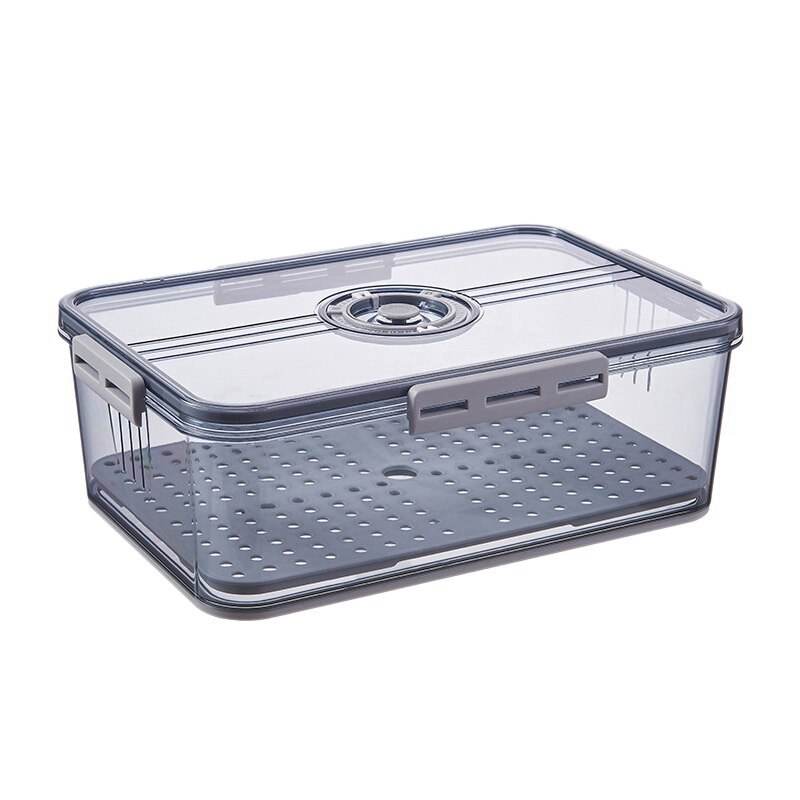 Refrigerator Storage Box PET Thickened Timekeeping Freeze Storage Box Kitchen Storage Containers: Dark Gray