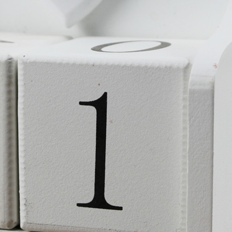 Diy bloque de madera calendario perpetuo figuritas de escritorio Calendario de madera Calendario de hogar Oficina Decoración -Whit