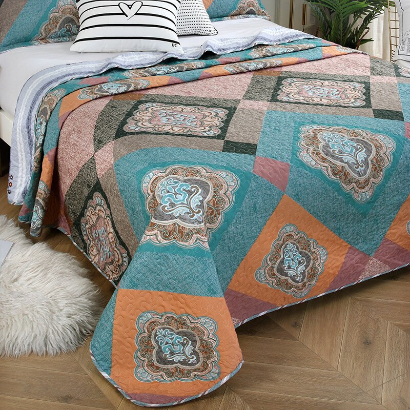 Couvre-lit matelassé en Patchwork à carreaux pour matelas, drap doux d&#39;hiver: Color 1