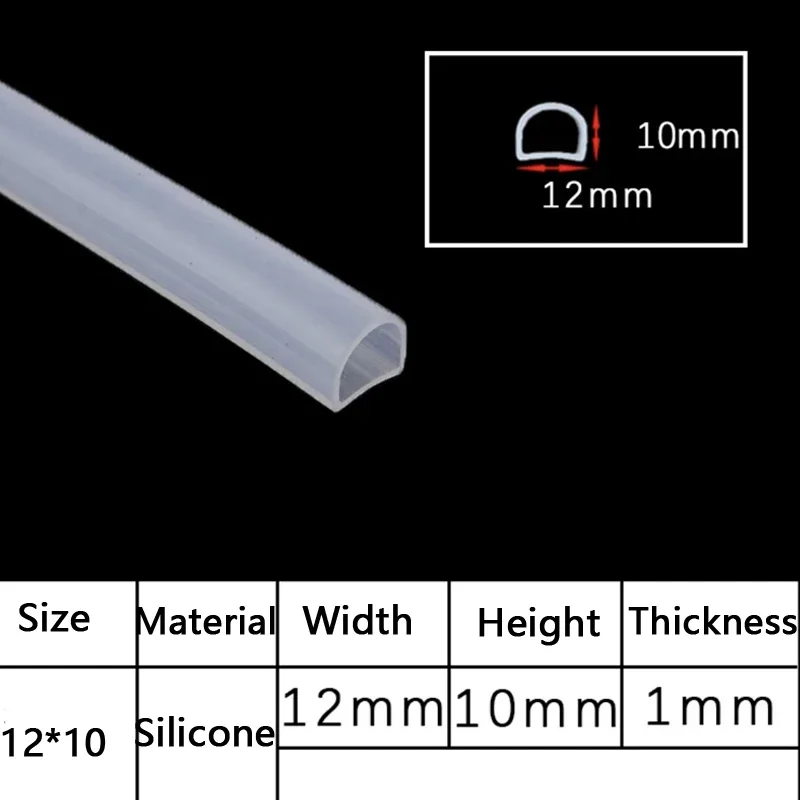 2-10M D Shape Silicone Rubber Sealing Strip Semi Circle Hollow High Temperature Self Adhesive Door Window Sound Insulating Strip: Silver / 3M