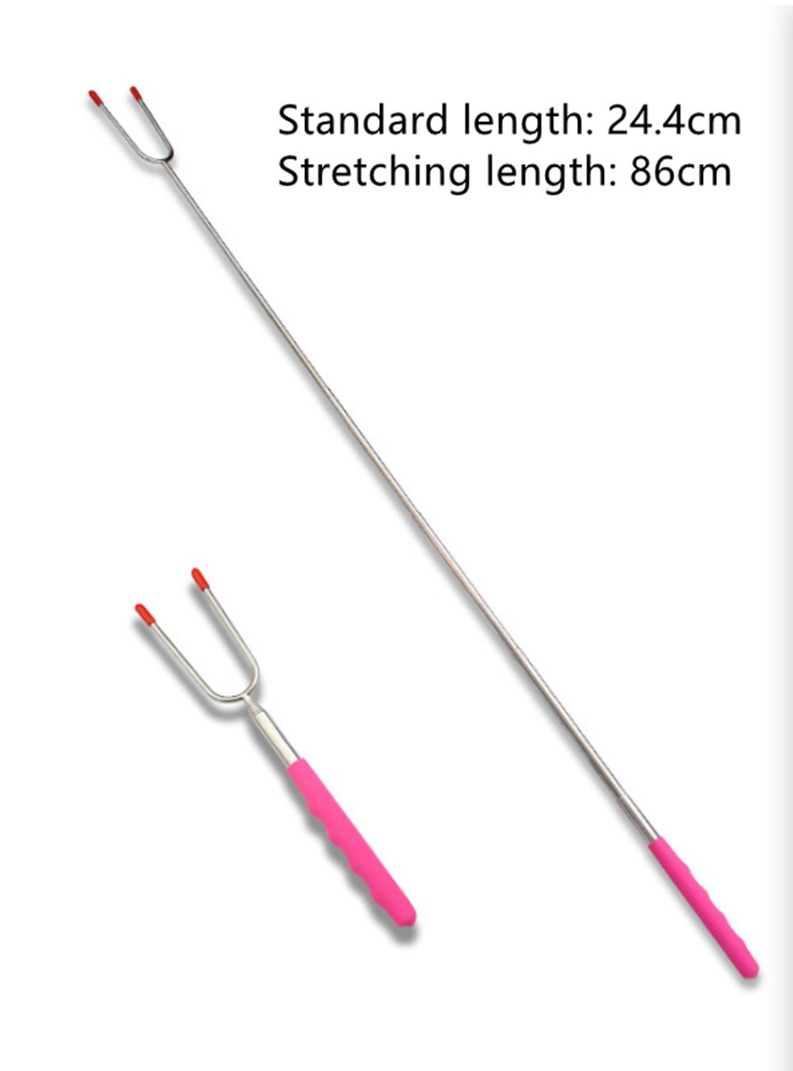 5Pcs Rvs 5-Kleur Telescopische Grillen Vork Kip Been Live Been Grillen Vork Outdoor Bbq Gadget