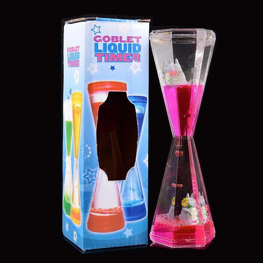 Hexagon Liquid Motion Bubbler for Kids & Adults Acrylic Hourglass Liquid Bubbler/Timer with Cartoon Ornament for Sensory Play