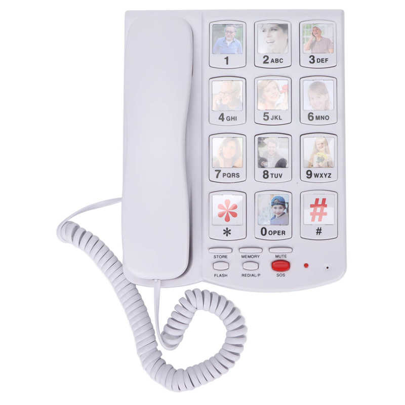 Big Button Corded Phone Mute Function Replaceable Pictures Big Button Telephone for Seniors Big Button Landline Telephone