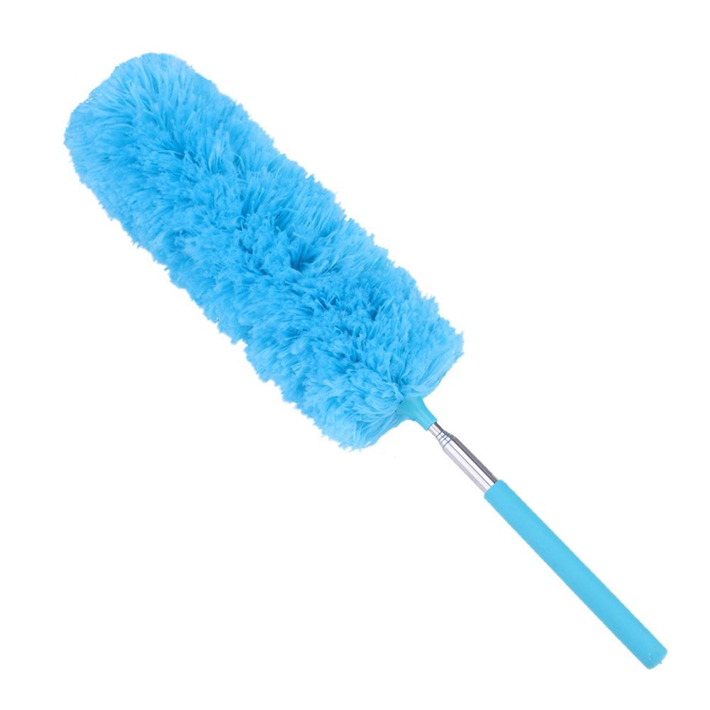 Justerbar støv 3 farver fiberstræk forlænger mikrofiber fjer støv støv børste husholdnings rengøringsværktøj til møbler: Blå