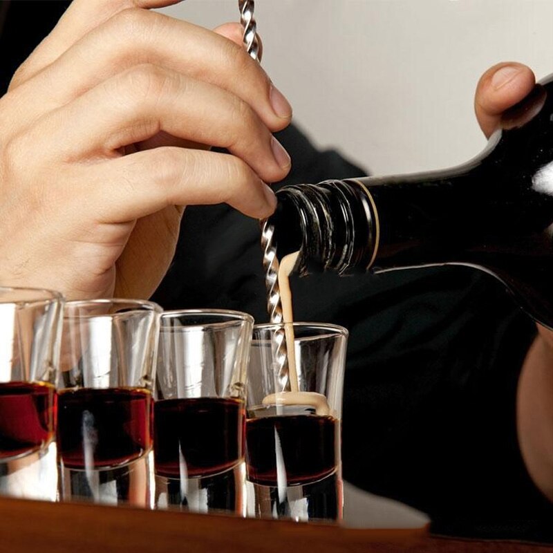 Cocktail Fork Spoon Stainless Steel Cocktail Bar Durable Bar Appliances Stirring Rod Spiral Shape Double Head Kitchenware