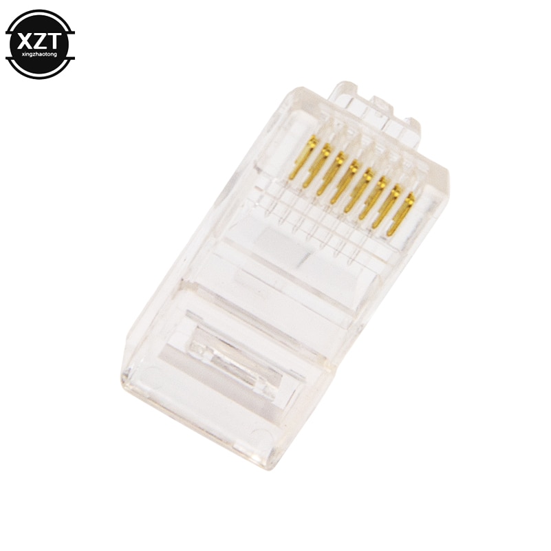 50 100 pcs Cat5 RJ45 RJ 45 Connector plug 8P8C Modular Ethernet Cable Head Plug Gold-plated Cat 5e Crimp Network