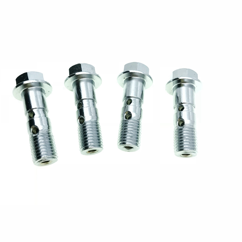 Tornillo de drenaje de aceite para motocicleta, pinza de freno, tornillo doble Banjo, pinza Master, M10x1.25, cromo