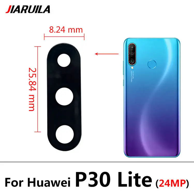 100% NOWOŚĆ dla Huawei P50 P40 Lite 5G P40 Lite E P40 P30 Lite P20 Pro Szklany obiektyw tylnej kamery z klejem + narzędzie: SZARY