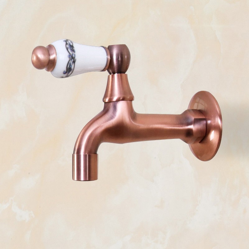 Antike rot Kupfer Zauberstab montieren draussen Wasserhahn Garten Bibcock klopfen Keramik Griff Schlecht Waschmaschine/mopp Wasserhahn KD081