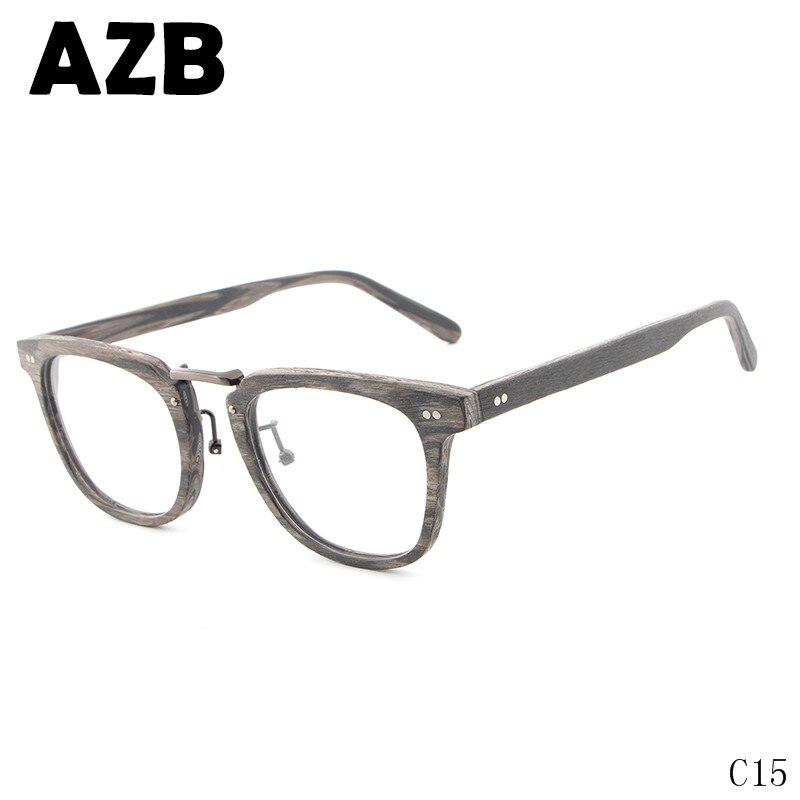 Azb puiset myopia lasikehykset miehille ja naisille puiset silmälasikehykset kirkkaat lasit grain optiset reseptikehykset: C15