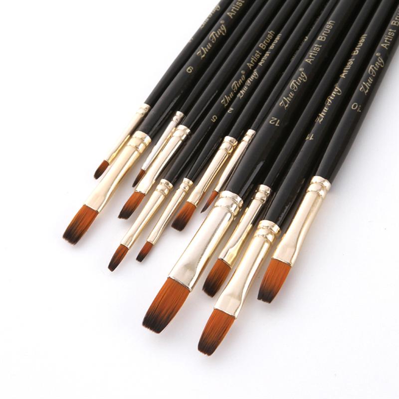 12 Pcs Painting Brushes Two-tone Practical Brush Set for Watercolor
