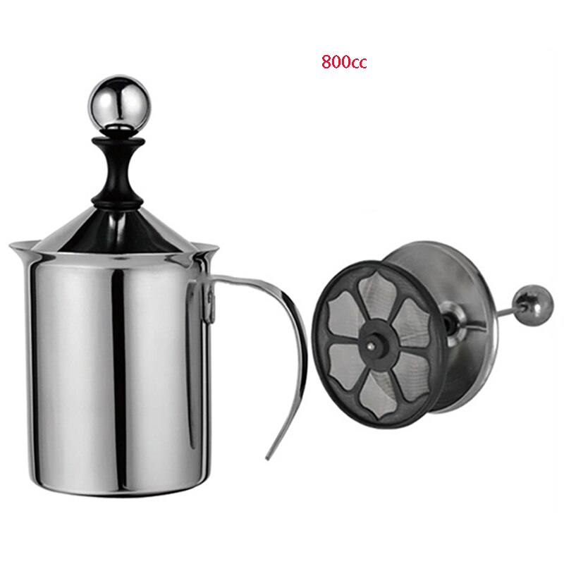 Handmatige Melkopschuimer Roestvrij Staal Koffie Foamer Double Mesh Melk Creamer Koffie Thee Schuimende Gereedschap Keuken Accessoires: 800cc