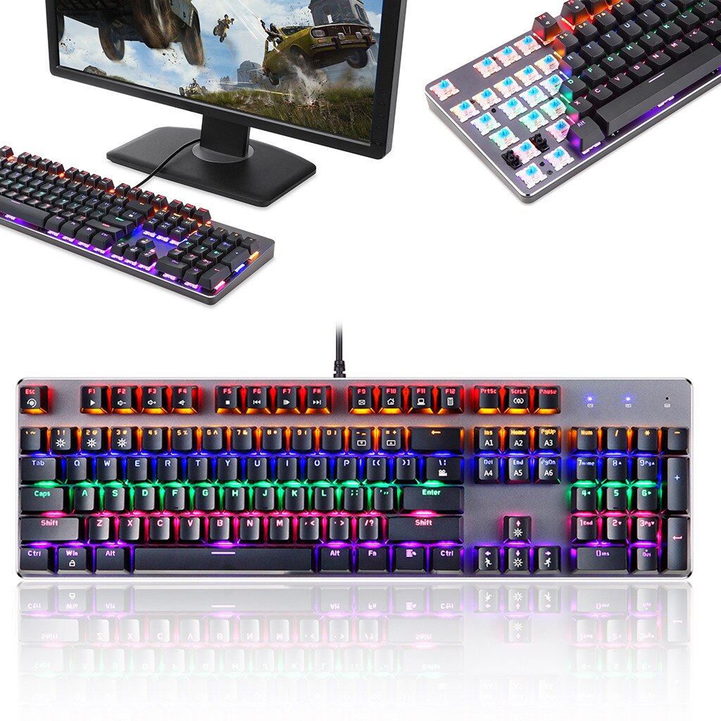 K73 do hier z USB mechaniczna podświetlana ergonomiczna klawiatura jednoprzyciskowy lekki oddychający przewodowy USB podświetlana klawiatura mechaniczne uczucie
