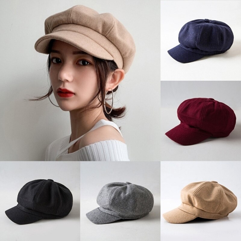 Newsboy Caps 2022 Women Newsboy Gatsby Cap Octagonal Baker Peaked Beret Driving Hat Female Sunscreen Hats Painter Tour cap HQ