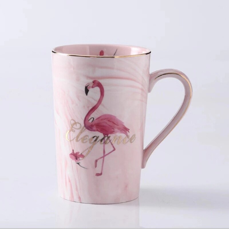 Keraaminen muki kullattu flamingo maito kahvi tee mukit lusikan kahvalla kotitalous 55 celsius lämpötermostaatti padoffice kuppi