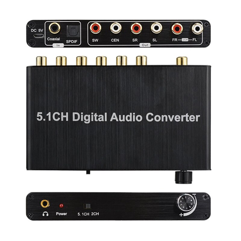 5.1CH konwerter DAC dekoder dźwięku cyfrowy optyczny koncentryczny Toslink do gniazda RCA 3.5Mm obsługa Dolby AC-3 DTS 5.1