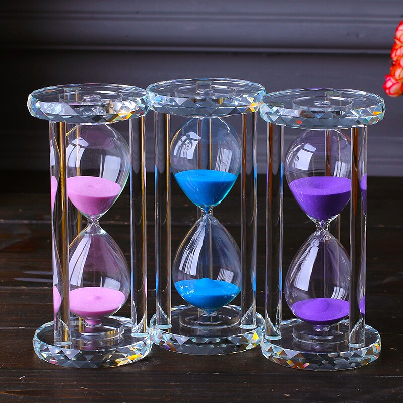 Temporizador de reloj de arena de cristal para niños, decoración creativa anticaída para el hogar, de cumpleaños pequeño para niña, 15/30 minutos
