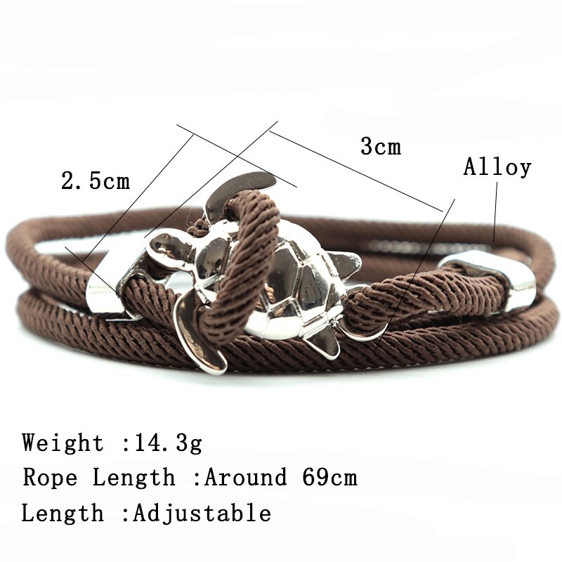 Noter novel skildpadde armbånd til mænd håndlavet flerlags justerbar snor kæde armbånd strand surfer smykker wrap braslet pulseira