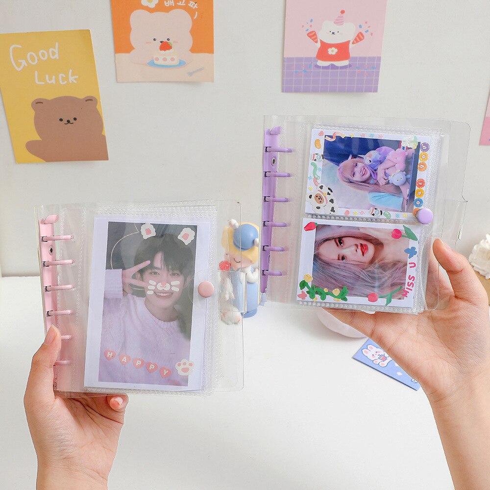 Square Loose Leaf Diary Notebook Photo Album 3 5 inch Photocard Holder DIY PVC Binder Goo Card Storage Book Korean Stationery
