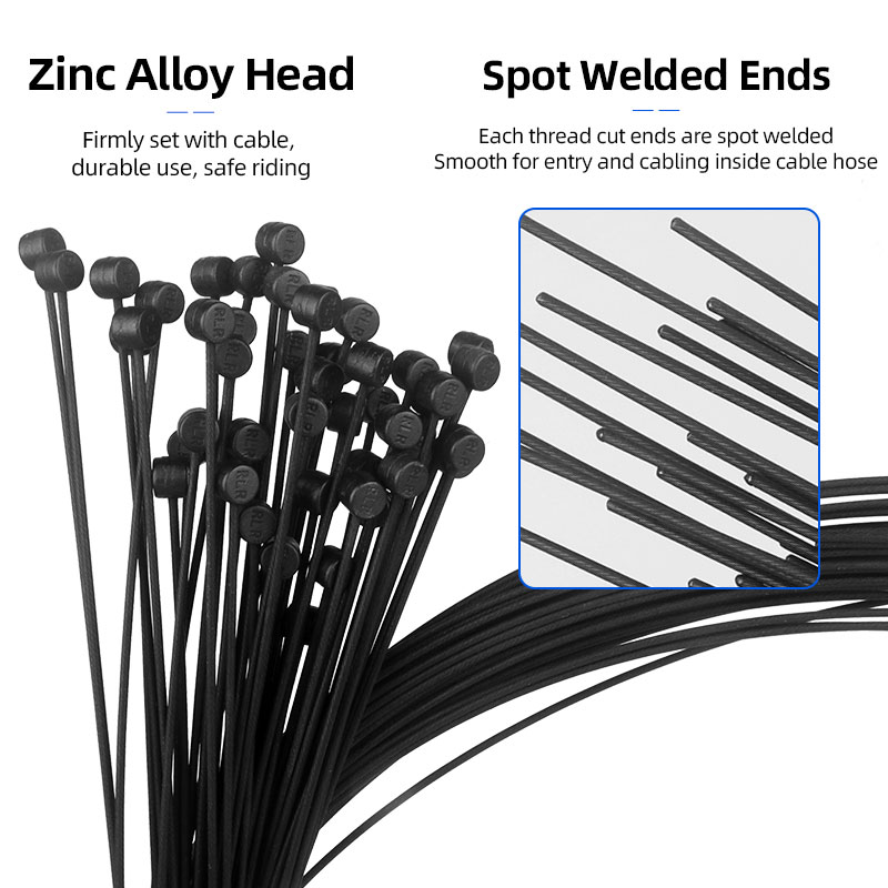 Cable de núcleo de acero inoxidable recubierto de PTFE para bicicleta de montaña, alambre de acero al carbono recubierto de Zinc con tapa, Kit de bricolaje de línea de cambio Universal